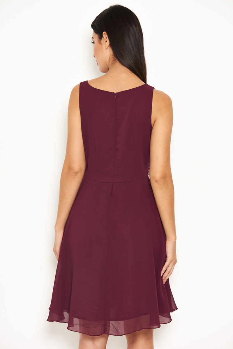 Plum Embellished Skater Dress