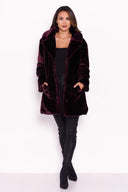 Plum Faux Fur Coat With Collar