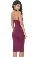 Plum Lace Choker Midi dress