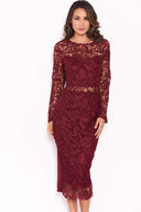 Plum Lace Front Midi Dress