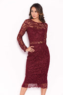 Plum Lace Front Midi Dress