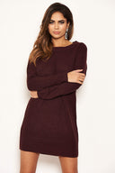 Plum Lace Up Back Jumper Dress