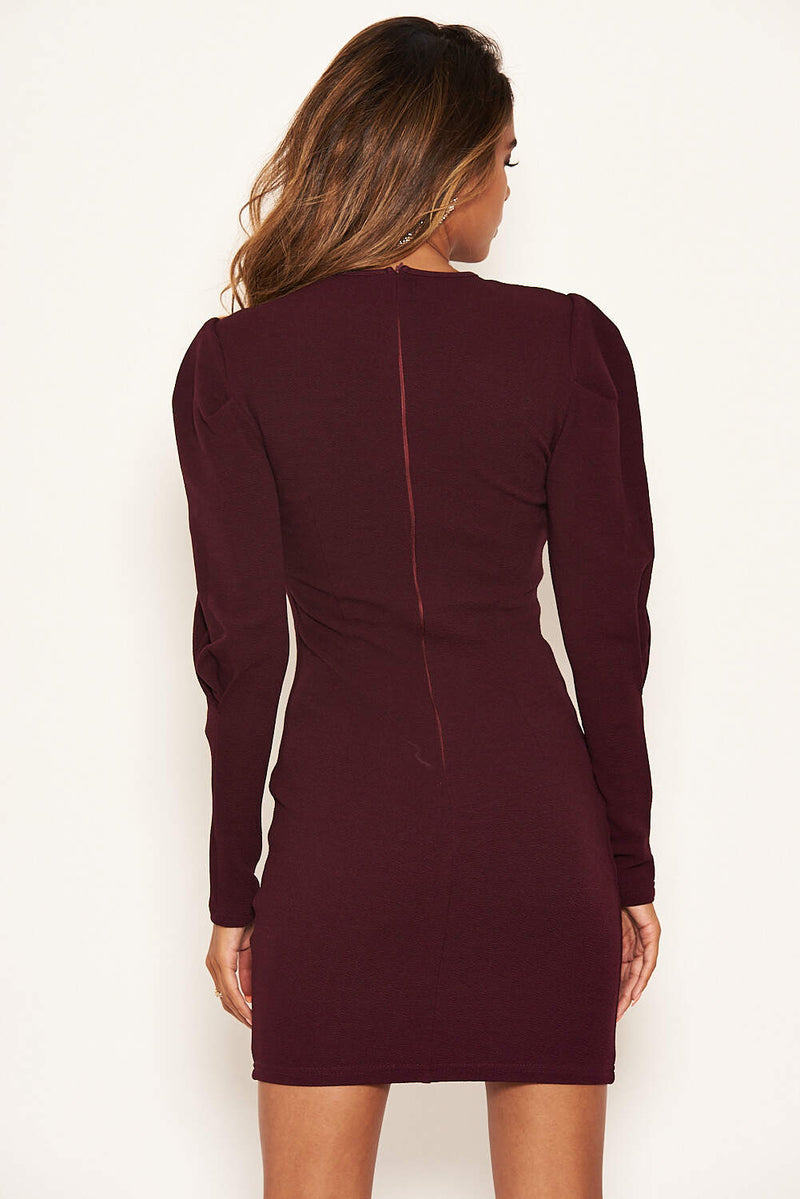 Plum Long Sleeve Bodycon Dress