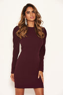 Plum Long Sleeve Bodycon Dress