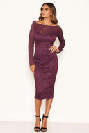 Plum Off The Shoulder Lace Dress