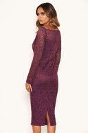 Plum Off The Shoulder Lace Dress