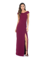 Plum Off The Shoulder Side Split Maxi Dress