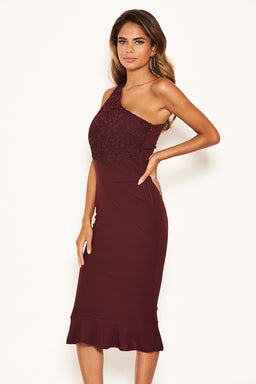 Plum One Shoulder Crochet Top Dress