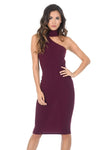 Plum One Shoulder Midi Dress