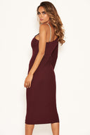 Plum One Shoulder Midi Dress With Chain Detail