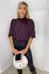 Plum Printed Elasticated Neck Top