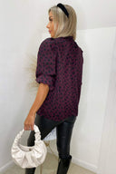 Plum Printed Elasticated Neck Top