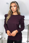 Plum Ruched Sleeve Top