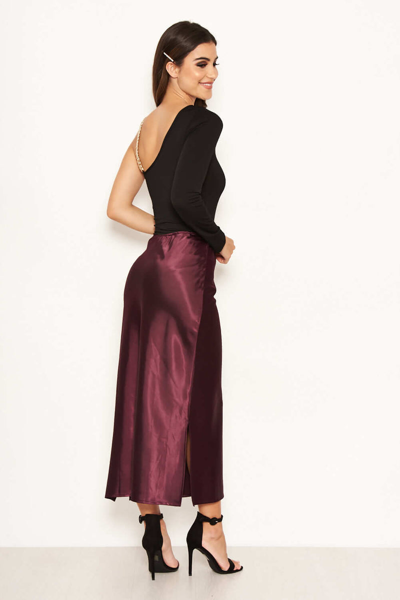 JUNO PRINTED SATIN MIDI SKIRT – Velvet by Graham & Spencer