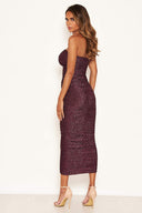 Plum Strapless Ruched Sparkle Dress