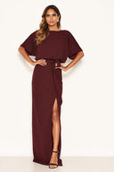 Plum Tie Waist Maxi Dress