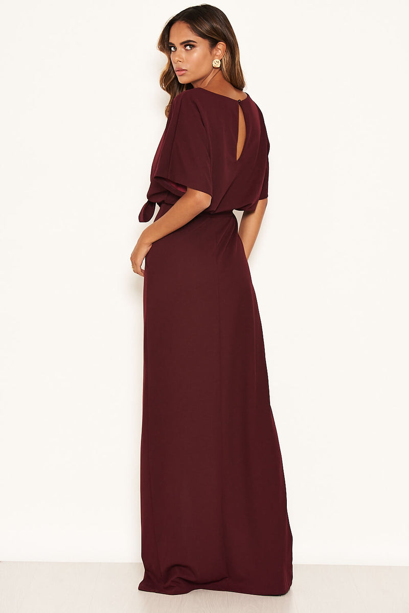 Plum Tie Waist Maxi Dress