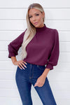 Plum Wide Sleeve Cuff Top