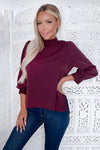 Plum Wide Sleeve Cuff Top