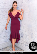 Plum Wrap Fishtail Midi Dress