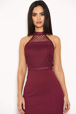 Plum Crochet Top High Neck Maxi Dress