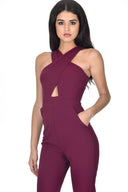 Plum Crossover Front Jumpsuit