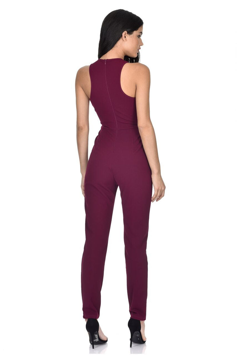 Plum Crossover Front Jumpsuit