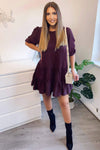 Plum Frill Swing Dress