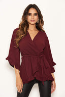 Plum Frill Wrap Top