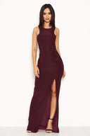 Plum Lace Detailing Maxi Dress