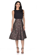 Plum Printed Metallic 2 in 1 Midi Dress