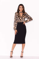 Plunge Leopard Print 2 In 1 Dress