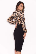 Plunge Leopard Print 2 In 1 Dress