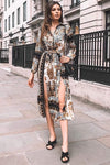 Printed Long Sleeve Shirt Dress