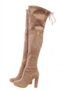 Faux  Suede Knee High Heeled Boots
