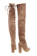 Faux  Suede Knee High Heeled Boots