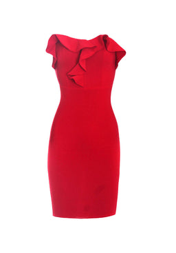 Red Boob Tube Frill Dress