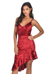 Red Crushed Velvet Bottom Frill dress