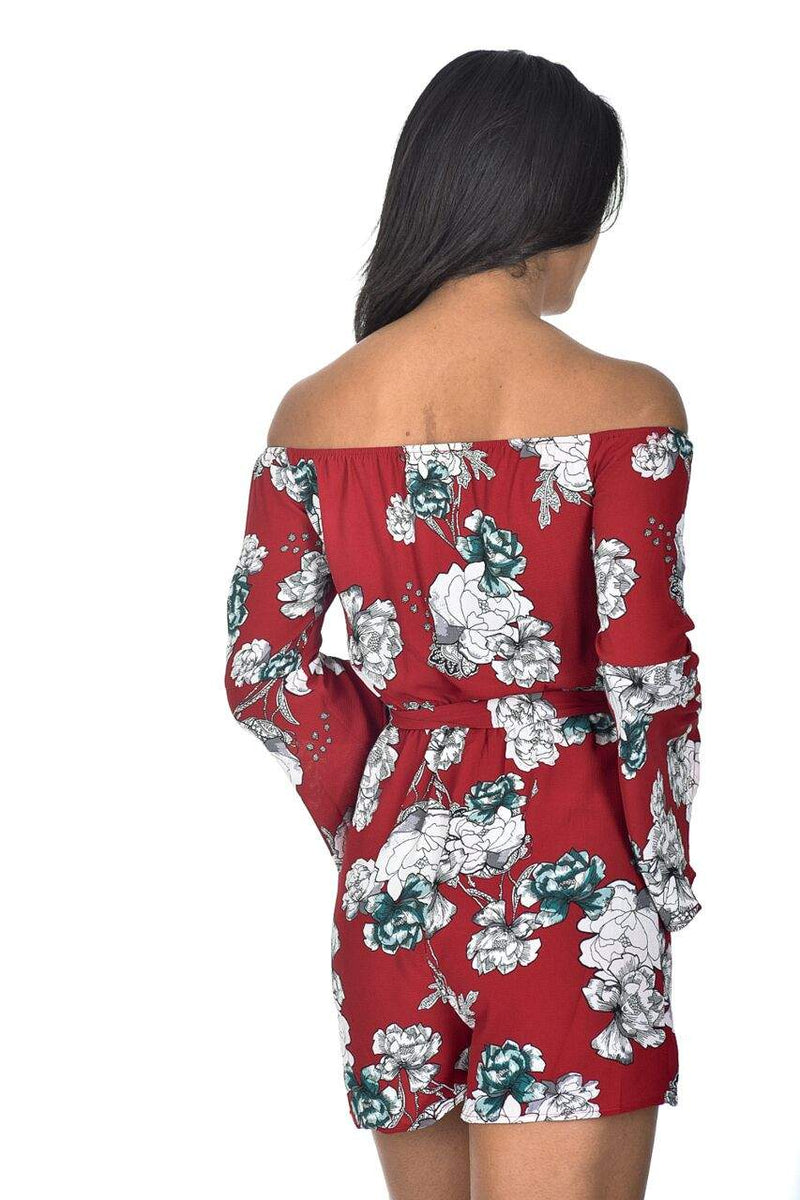 Red cheap bardot playsuit