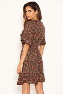 Red Ditsy Floral Day Dress