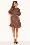 Red Ditsy Floral Day Dress