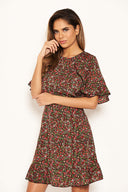 Red Ditsy Floral Day Dress