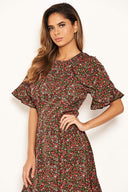 Red Ditsy Floral Day Dress