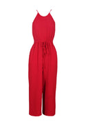 Red High Neck Culotte Jumpsuit