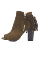 Tassel Peep Toe Heeled Boot