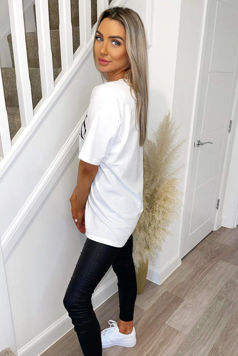 White Paris printed Oversized Tee
