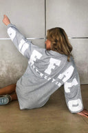 Grey Buffalo Slogan Oversized Sweatshirt