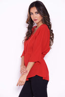 Red Belted Waist Top