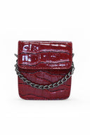 Red Chain and Strap Croc Mini Bag