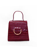 Red Croc Mini Patent Bag With Gold Ring